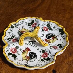 Decorative Yellow and White Rooster Plate